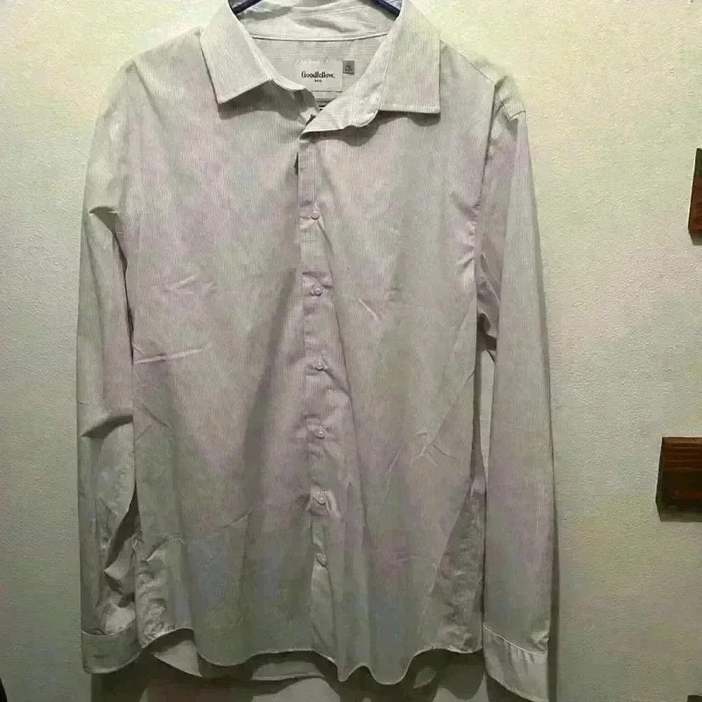 Men’s Goodfellow & Co White & Grey Button Down Shirt L Tall NWOT